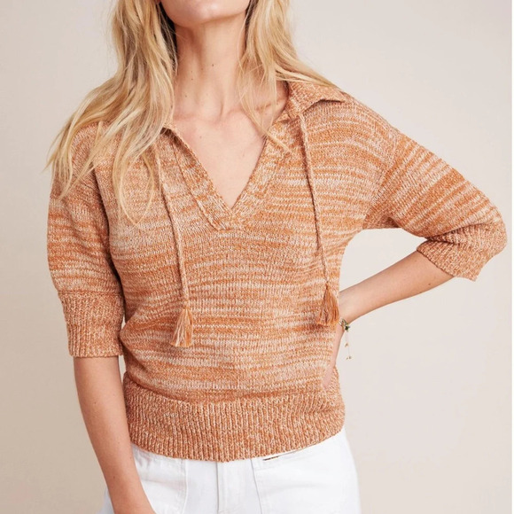 Anthropologie Sweaters - Anthropologie Carlotta Knit Sweater Pullover Rust Cream  Size M Boho Cottagecore